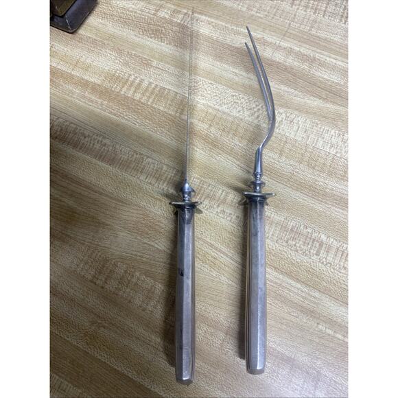 VINTAGE Art Deco Style Gorman Stainless 2 Piece Carving Set Knife Meat Fork - Picture 4 of 7